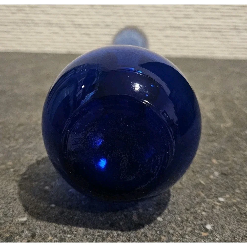 Beautiful Swedish Style Blue Glass  Bubble Vase MCM Art Glass Slender Neck